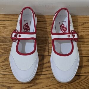 Vans Kids' White & Red Mary Jane Sneakers